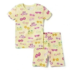 Janie and Jack flamingo and pineapple sunglasses print pajamas size 2T